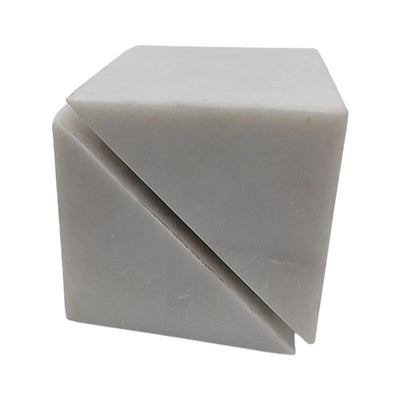 4 Cut Marble Cube, White