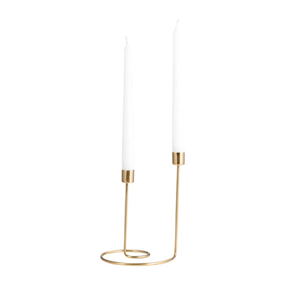 METAL, 8 SWIRLY 2-TAPER CANDLEHOLDER, GOLD