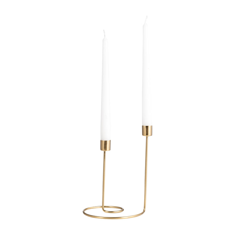 METAL, 8 SWIRLY 2-TAPER CANDLEHOLDER, GOLD