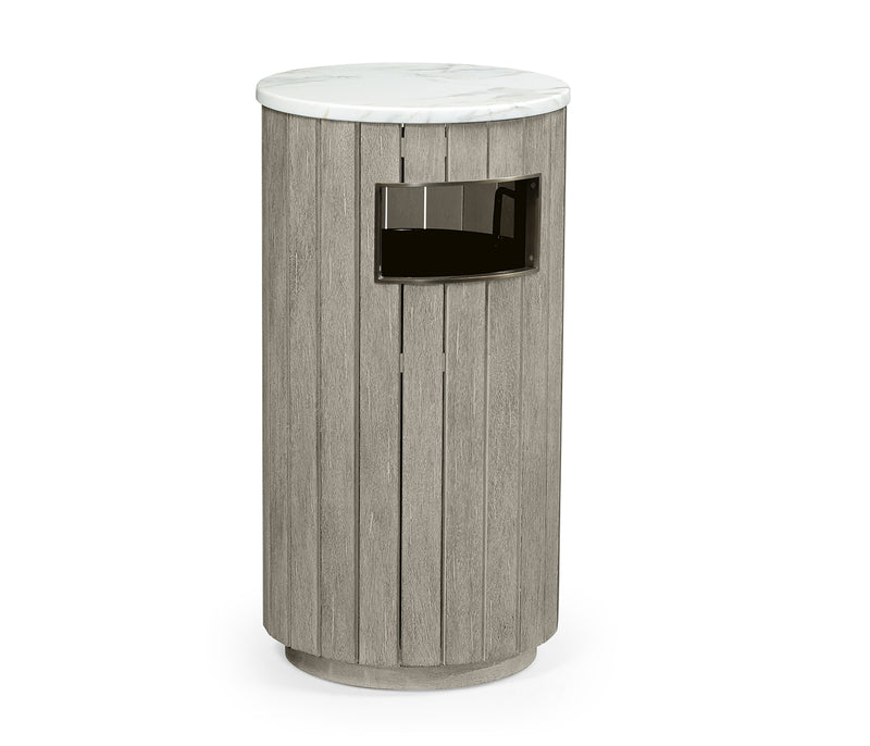 JC Outdoor - Hampton Collection - Round Navajo Sand & Antique Brass Wastebasket with Faux Marble Top