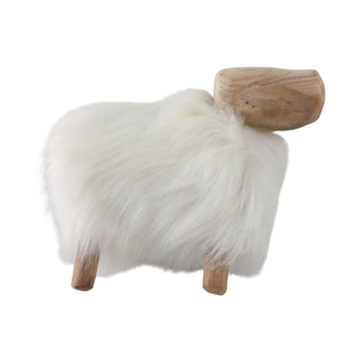 12 Faux Fur Sheep, White/natural