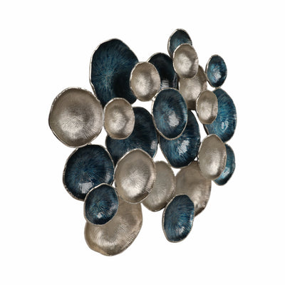 37x31 Metal Multi Disc Wall Decor, Blue/silver