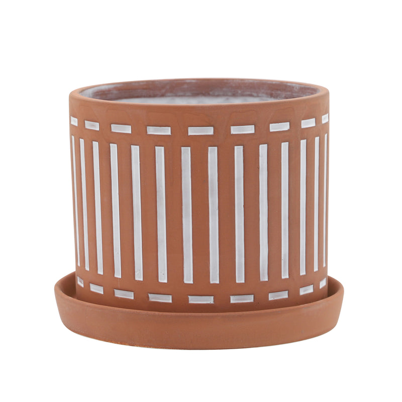 S/2 TERRACOTTA PLANTERS W/ SAUCER 6/8, ORANGE