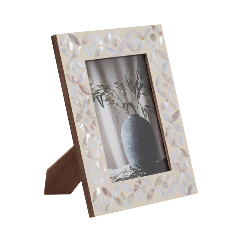 5x7 Mother Of Pearl Photo Frame, Ivory