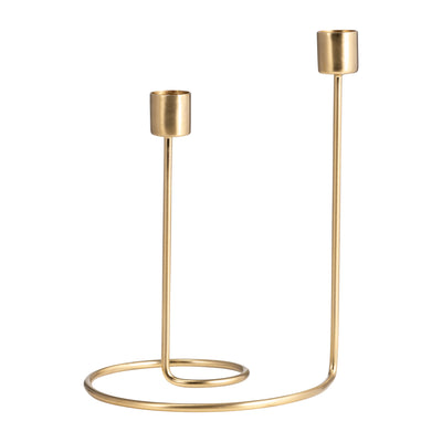 METAL, 8 SWIRLY 2-TAPER CANDLEHOLDER, GOLD