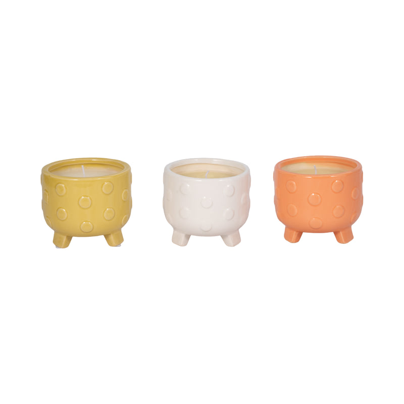 S/3, 5 Big Dot Footed Planter, Citro Candle 16oz