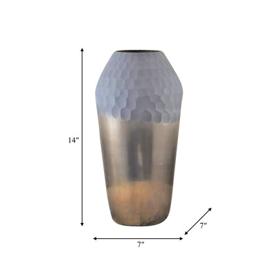 GLASS, 13 2-TONE HAND-CUT VASE, METALLIC