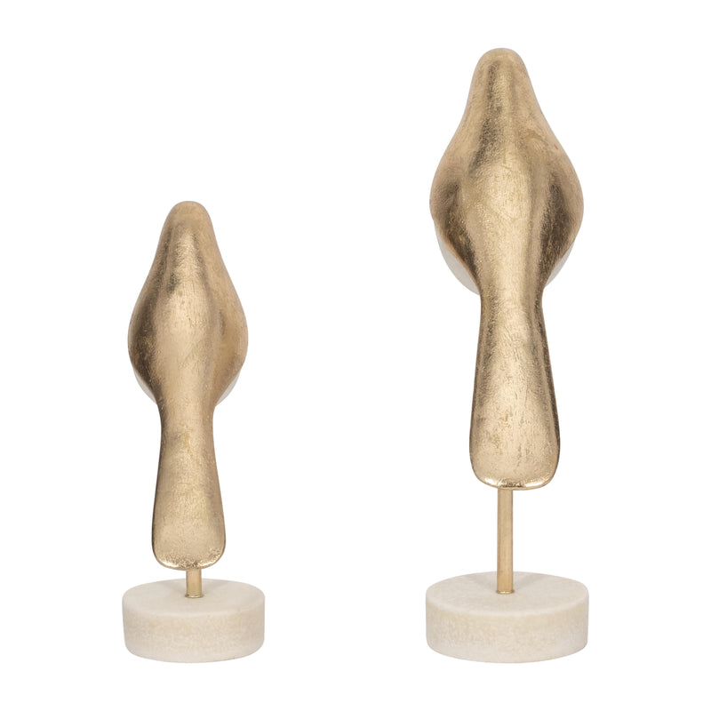 S/2 Vara Bird Statuary, Wht/gold