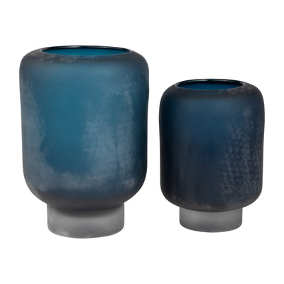 GLASS, 10 VASE BLUE