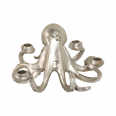 11 Octopus 4-taper Candle Holder, Silver