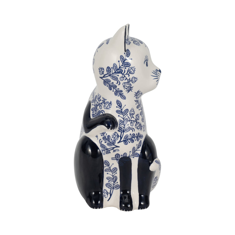 CER, 10 SITTING CHINOISERIE CAT, BLUE/WHITE