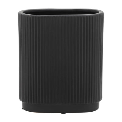 CER, 8H RIDGED VASE, BLACK