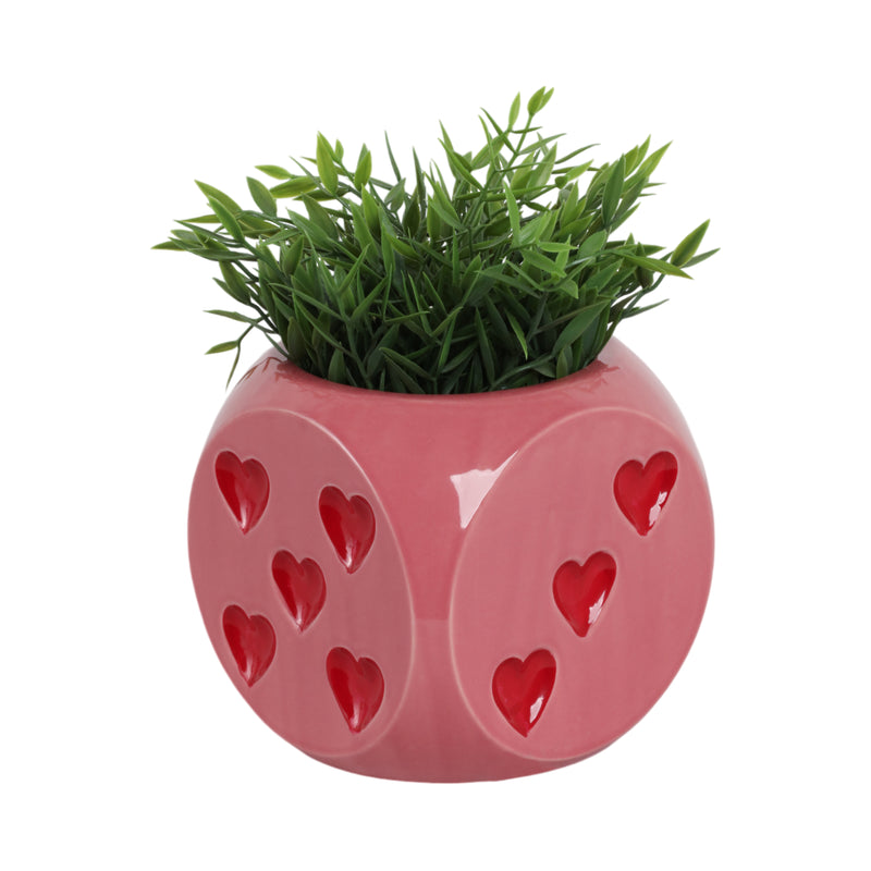 6 Dice Planter, Pink/red