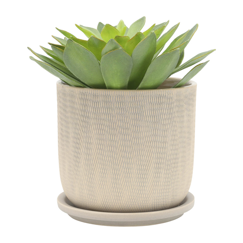 S/2 5/6 MESH PLANTER W/ SAUCER, SAGE