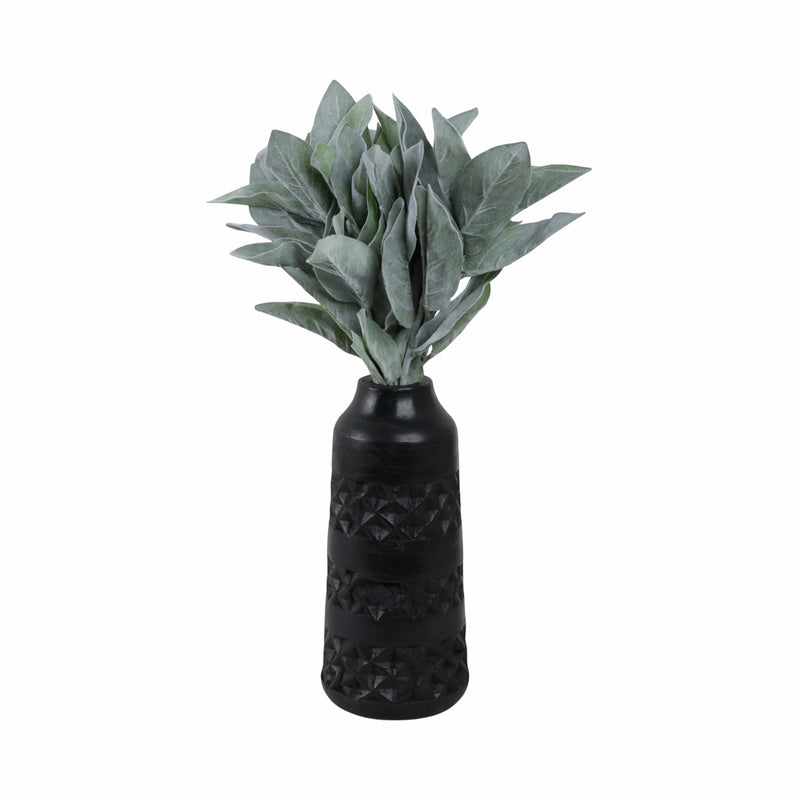 WOOD 12 STAINED VASE, BLACK