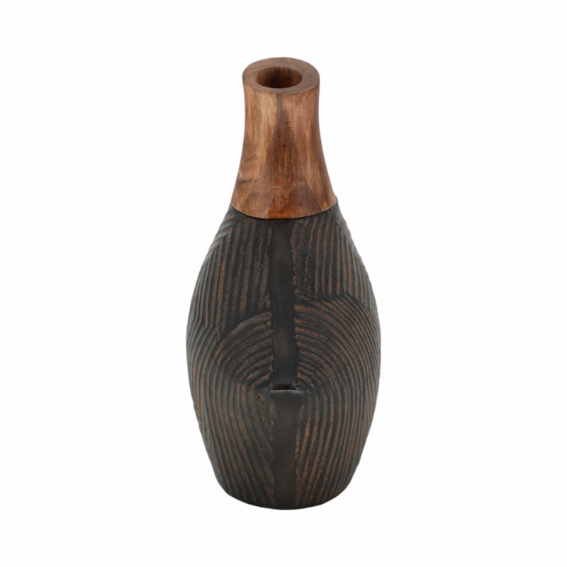 9 Kenai Small Wood And Metal Vase