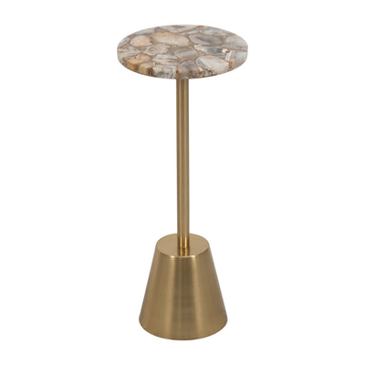 24 AGATE TOP POLISHED EDGE ACCENT TABLE, GOLD