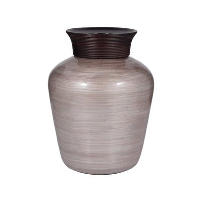 GLASS, 16 WOODEN TOP VASE, BLUSH