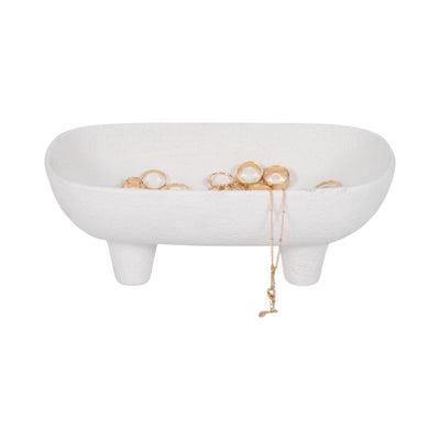 10 Footed Rounded Rectangle Bowl, White