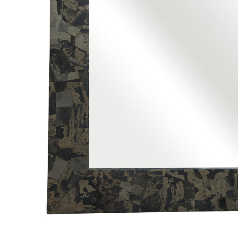 50x30livio Pyrite Semi-prcous Stne&wd Wall Mirror