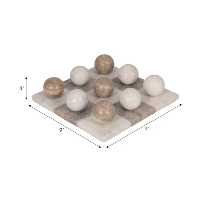 9 Marble Tic-tac-toe, White/beige