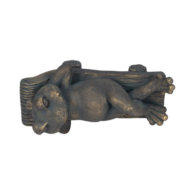 15 Relaxed Frog On Lounger, Bronze