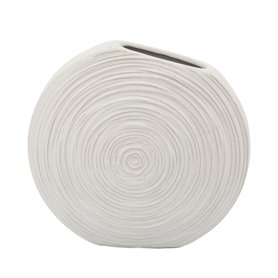 11H OVAL SWIRLED VASE, WHITE