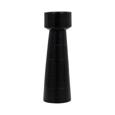 RESIN, 12 PILLAR CANDLEHOLDER, BLACK