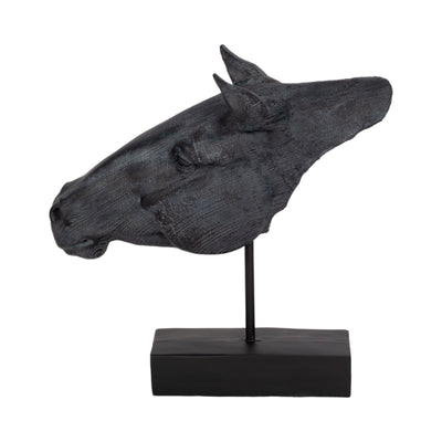 11 Horse Head Sculpture On Stand, Black