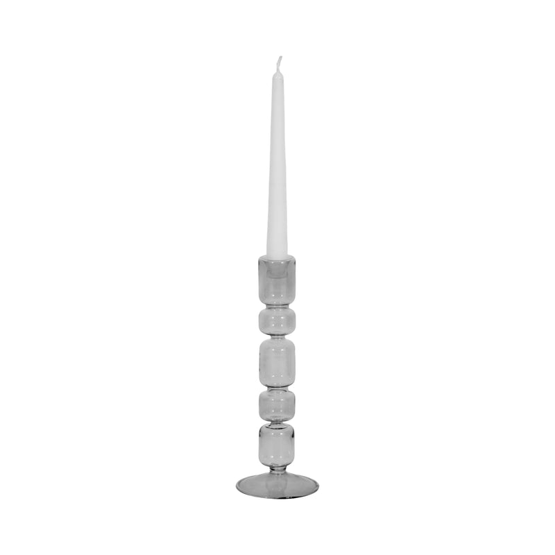 10 Mixed Bubble Taper Candleholder, Smoke