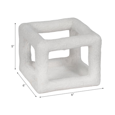 6 Textured Open Square Object, White