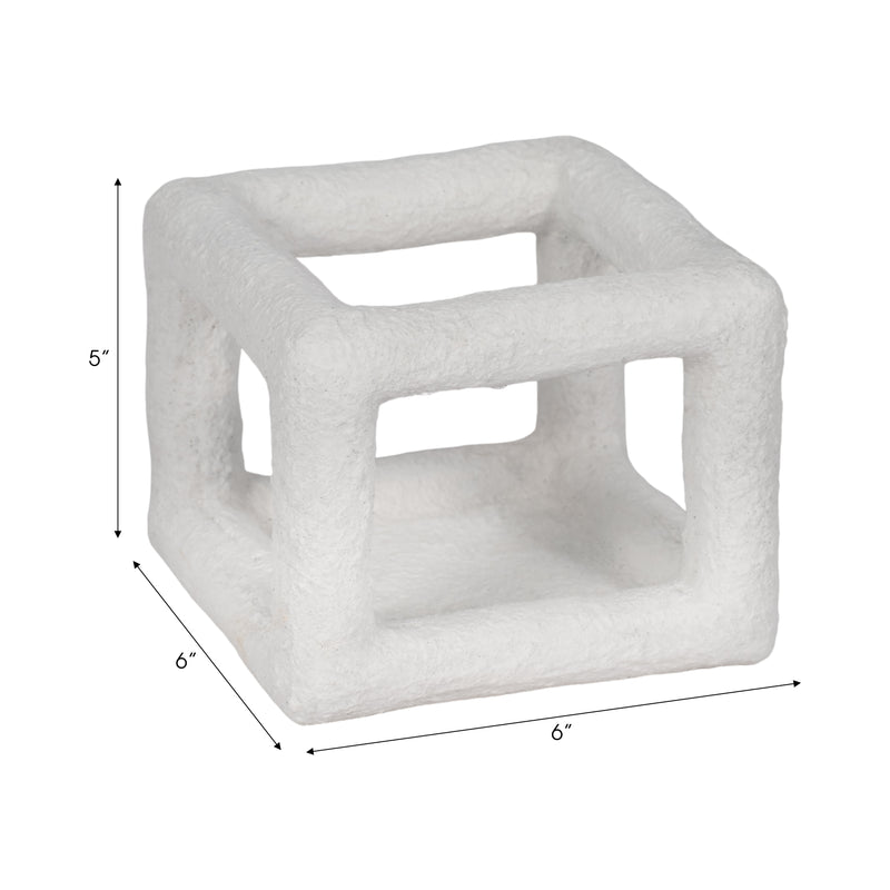 6 Textured Open Square Object, White