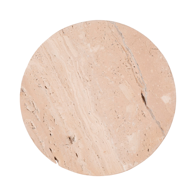 10 Travertine Tray On Wood Ball Feet, Tan