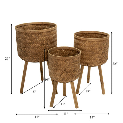 S/3 BAMBOO PLANTERS 11/13/15 BROWN