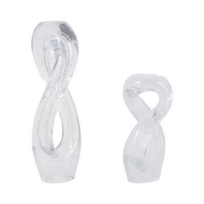 S/2 12/17 Celestine Glass Sculptures, Clear