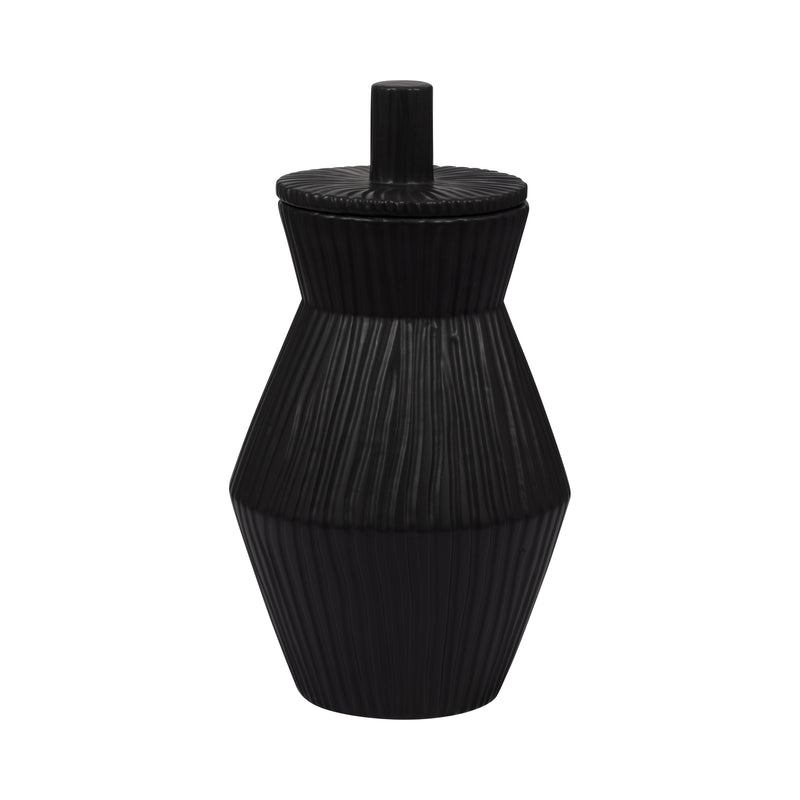 Laurel Small Black Lidded Jar