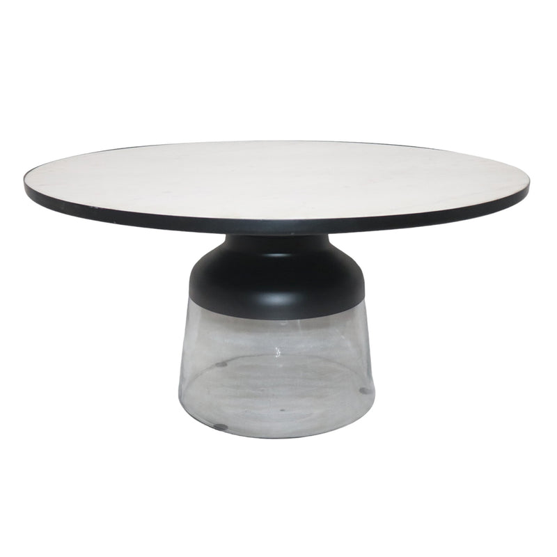 34 Glass Coffee Table Marble Top, White/clear, Kd