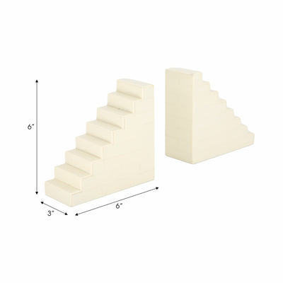 Resin, S/2 6 Steps Bookends, Ivory