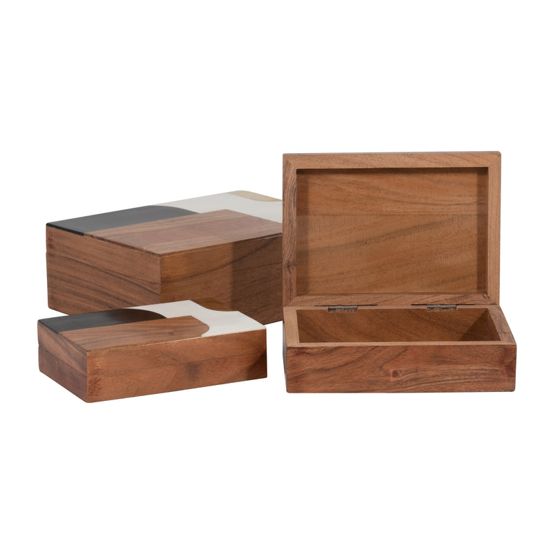 RESIN, S/3 6/7/9 MID-CENTURY BOXES, MULTI