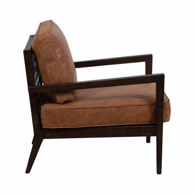 32 Sanders Suede Wood Accent Chair, Brown