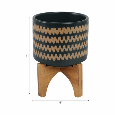 5 Zig-zag Planter W/ Stand, Teal