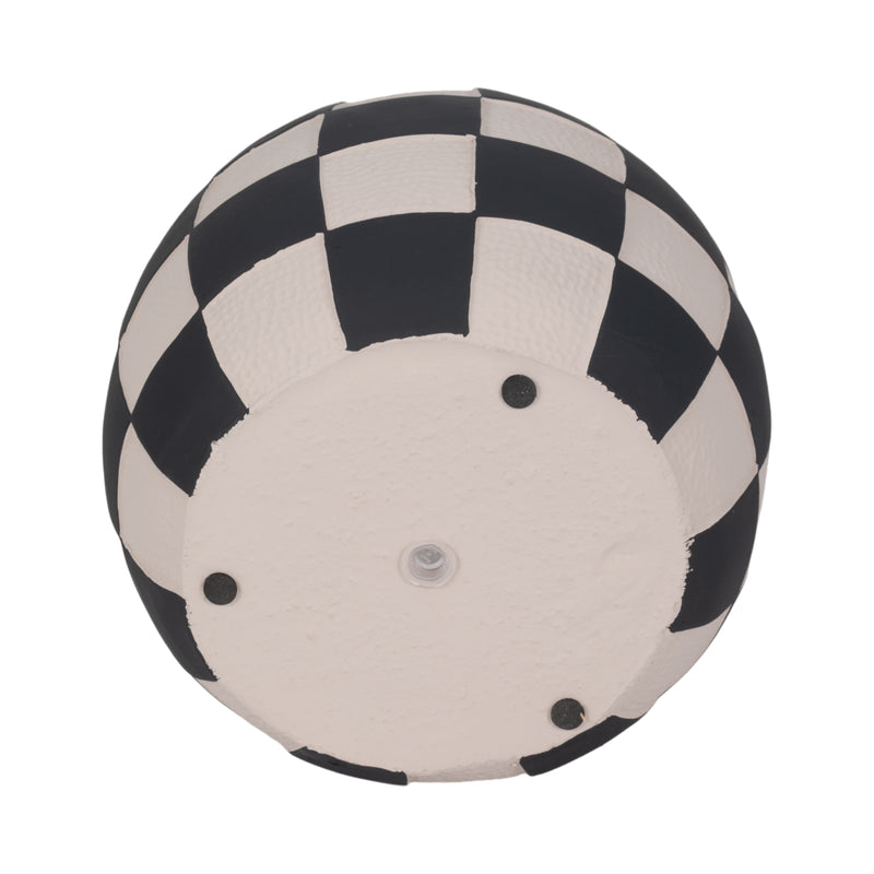 8 Checkerboard Rounded Planter, Black/white