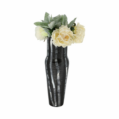 17 Percy Patterned Gray Metal Vase