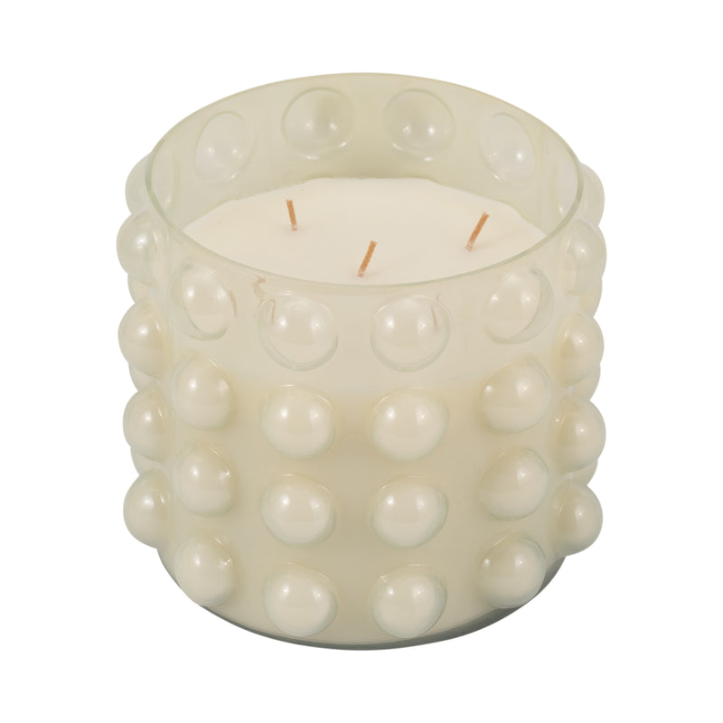 Glass, 9 81 Oz Bubble Candle, Ivory