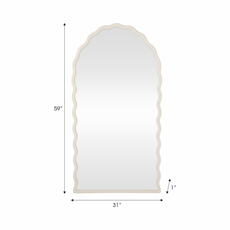 31x59 Wavy Leaner Mirror, White