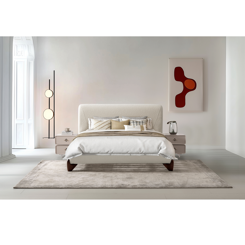 Aurora White Upholstered Bed