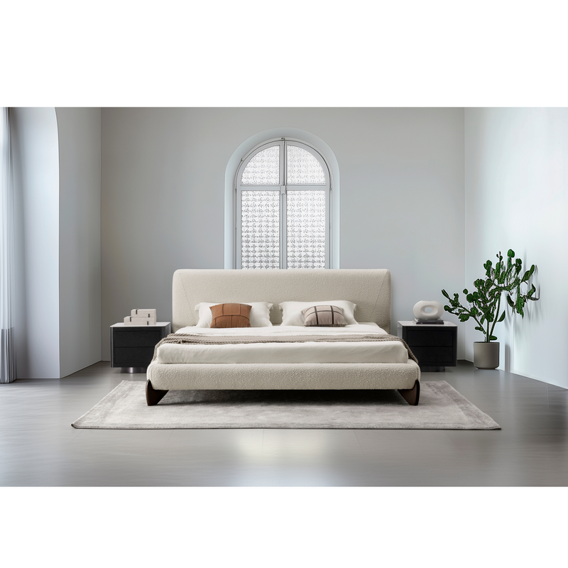 Aurora White Upholstered Bed