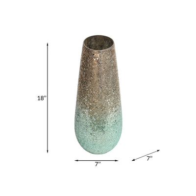 18 Crackled Vase, Green Ombre