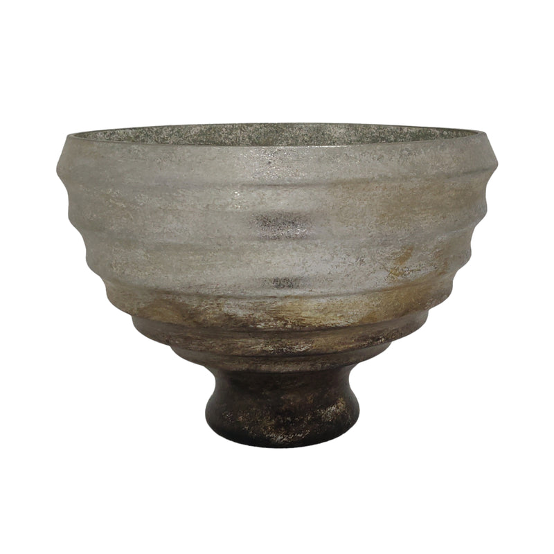 9 Glass Pedestal Bowl Ombre Finish, Multi