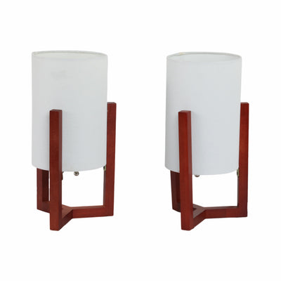 Wood,s/2,15h,cylnder Tripod Tbl Lamps,cherry/wht